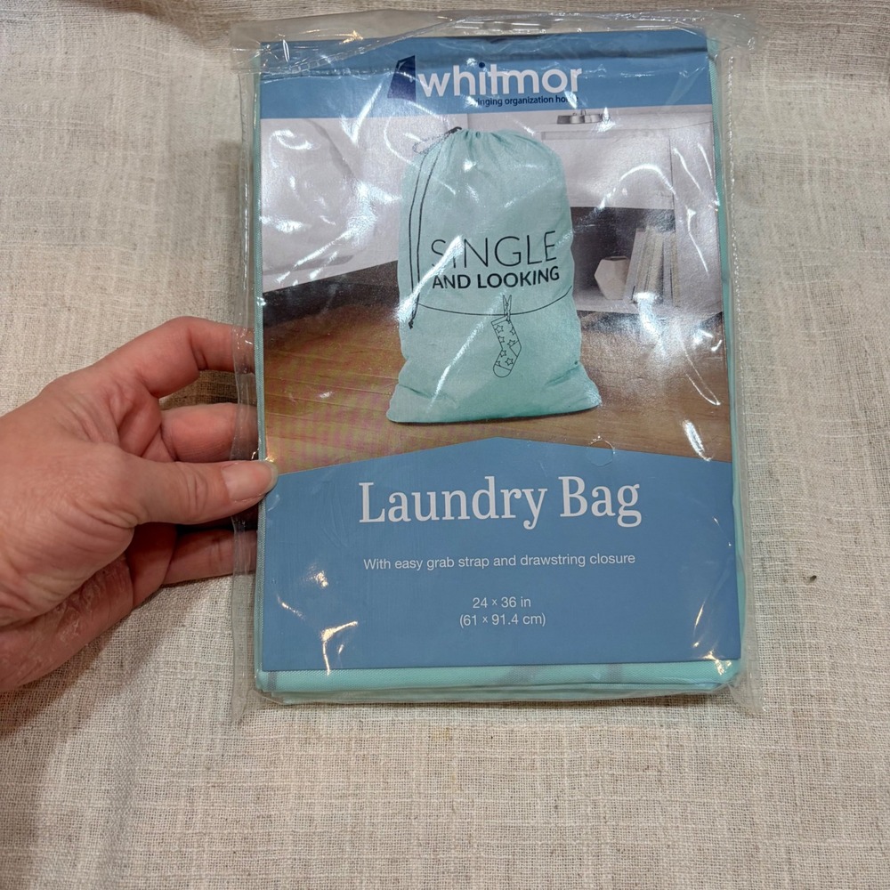 Whitmor Single and Looking Laundry Bag Teal Drawstring 24x36 6224-2851-SNG‎ NEW